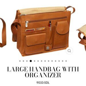 Piel Leather‎ Large Handbag with Organizer Crossbody – Saddle Brown